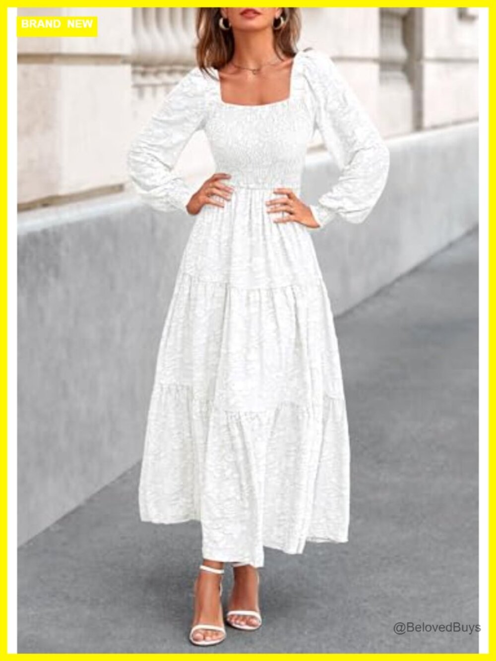 KIRUNDO Women's Long Sleeve Smocked Floral Maxi Dress Wedding Guest Formal - Picture 3 of 6